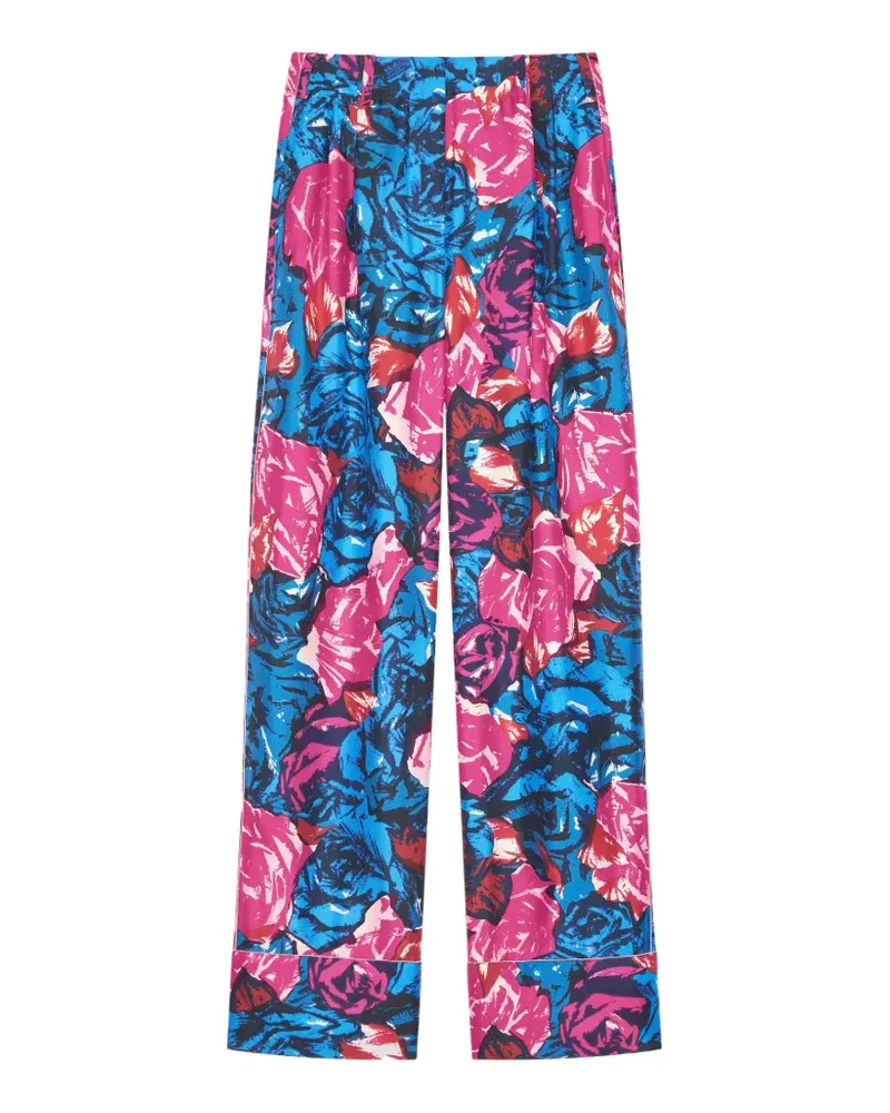 Givenchy Pyjama-Hose aus Seide mit Blumenprint - Blau Blau