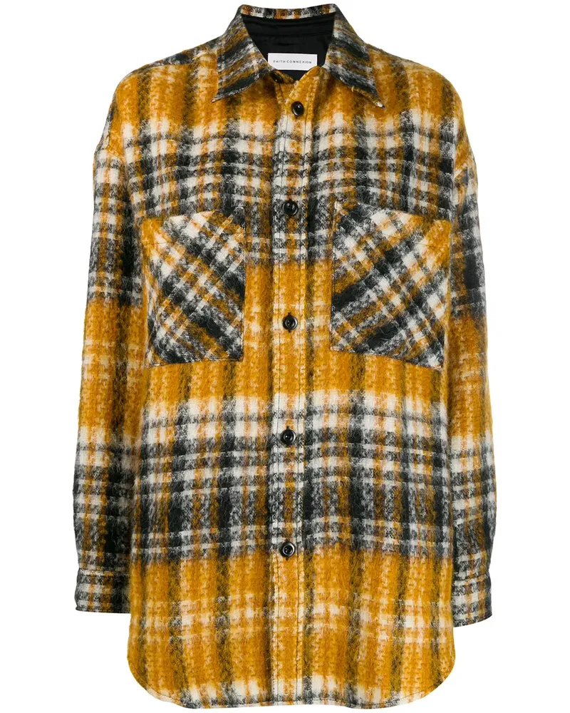 Faith Connexion Oversized-Hemd mit Karomuster - Schwarz Schwarz