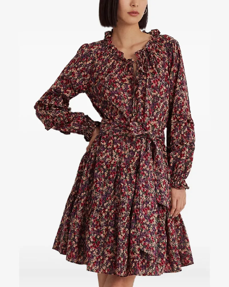 Ralph Lauren Geblümtes Kleid mit Volants - Rot Rot