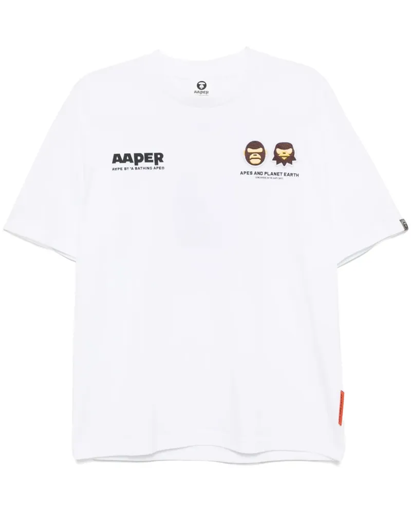BAPE T-Shirt mit Logo-Print - Weiß Weiß