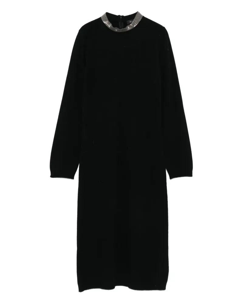 Fabiana Filippi Midikleid mit verziertem Kragen - Schwarz Schwarz