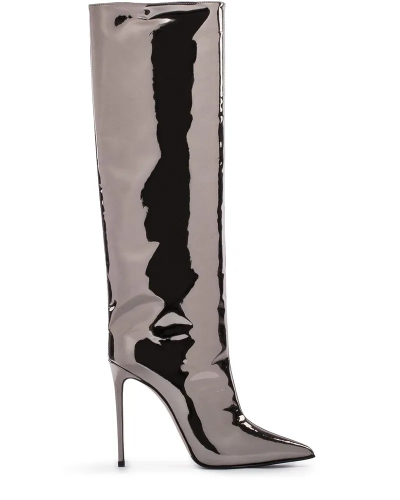 Le Silla Eva Stiefel aus Metallic-Leder 120mm - Silber Silber