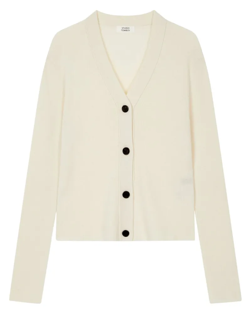 STUDIO TOMBOY Fein gerippter Cardigan - Nude Nude