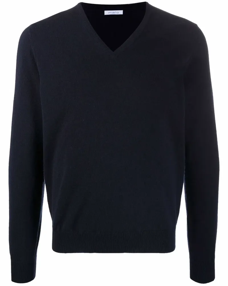Malo Kaschmirpullover mit V-Ausschnitt - Blau Blau