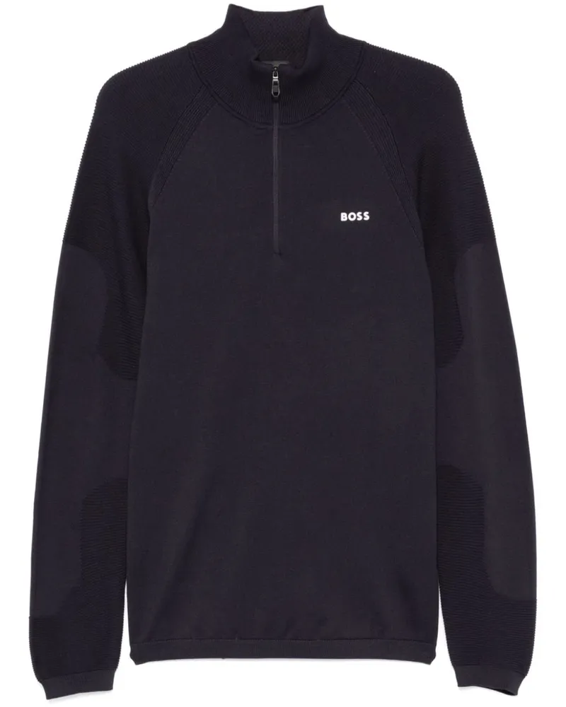 HUGO BOSS Pullover mit gummiertem Logo - Blau Blau