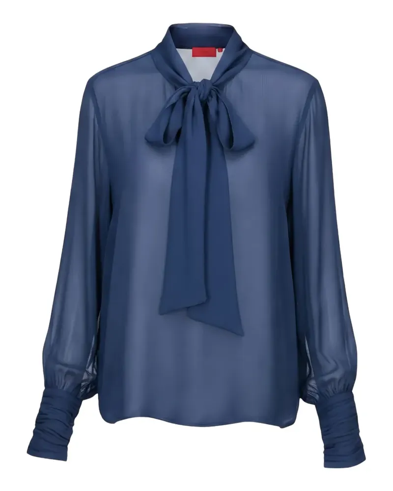 Isaia pussy-bow sheer blouse - Blau Blau