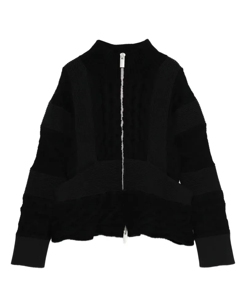 Sacai cable-knit zip-front cardigan - Schwarz Schwarz