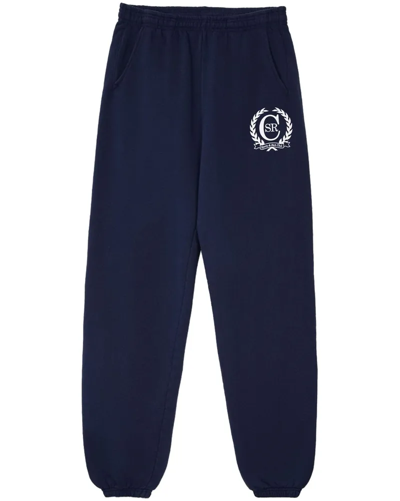 SPORTY & RICH Jogginghose mit Wappen - Blau Blau