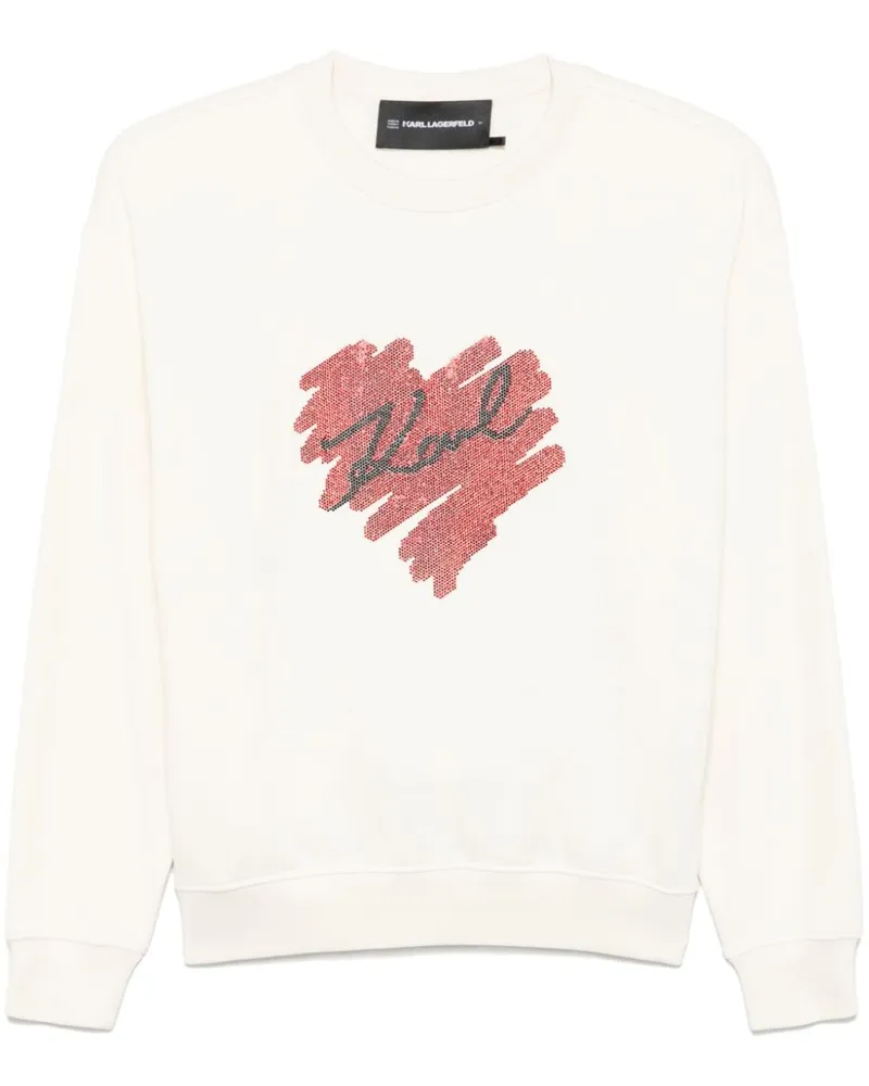 Karl Lagerfeld Sweatshirt mit Kristall-Logo - Weiß Weiß