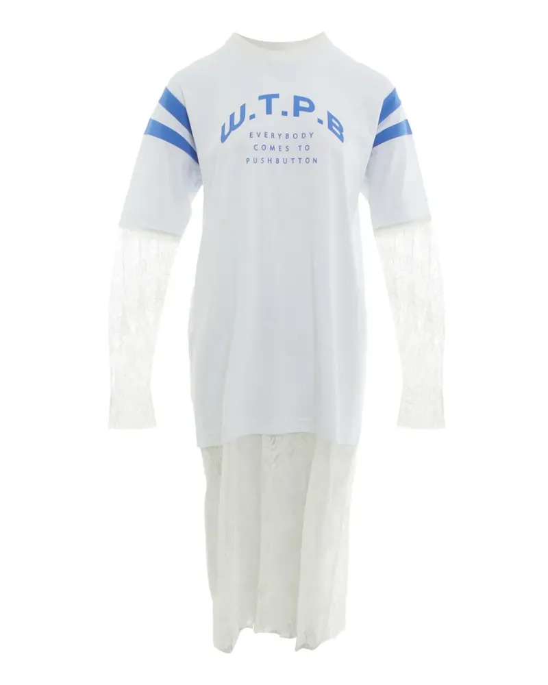 pushBUTTON T-Shirt mit Spitzeneinsatz - Weiß Weiß