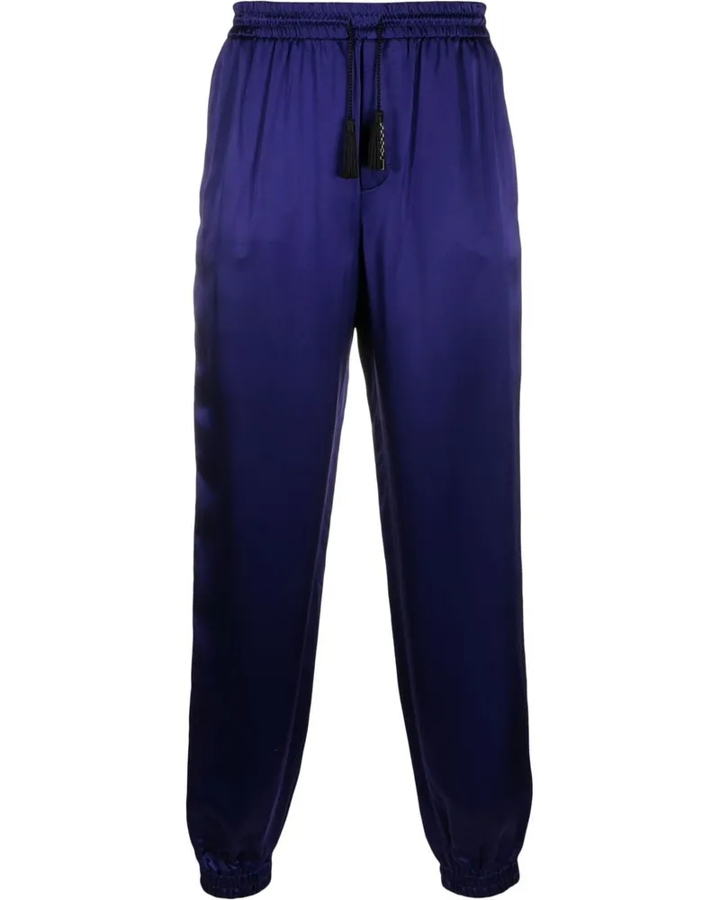 Saint Laurent Tapered-Hose aus Seide Violett