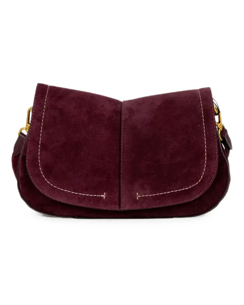 Gianni Chiarini Helena suede contrast-stitch clutch bag - Rot Rot