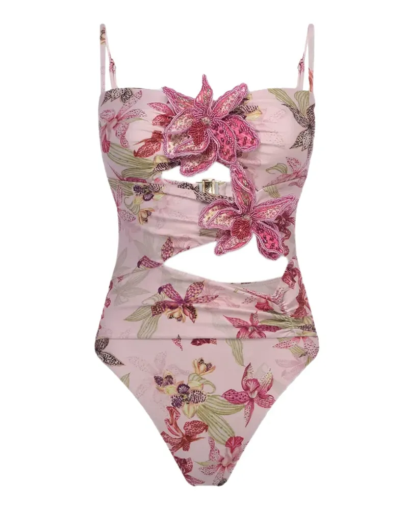 Pat Bo Orchid Bloom Badeanzug mit Cut-Out - Rosa Rosa