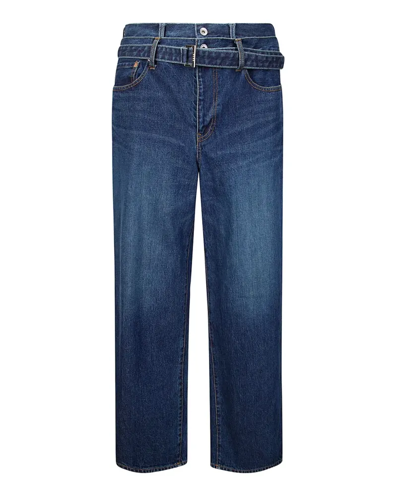 Sacai belted denim jeans - Blau Blau