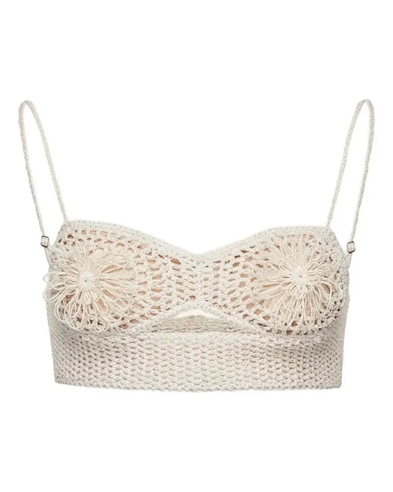 Magda Butrym floral-appliqué top - Nude Nude