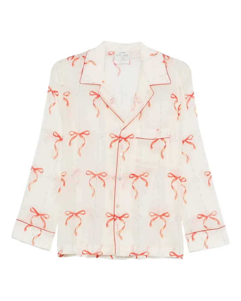 forte_forte Hemd mit Schleifenmuster - Nude Nude