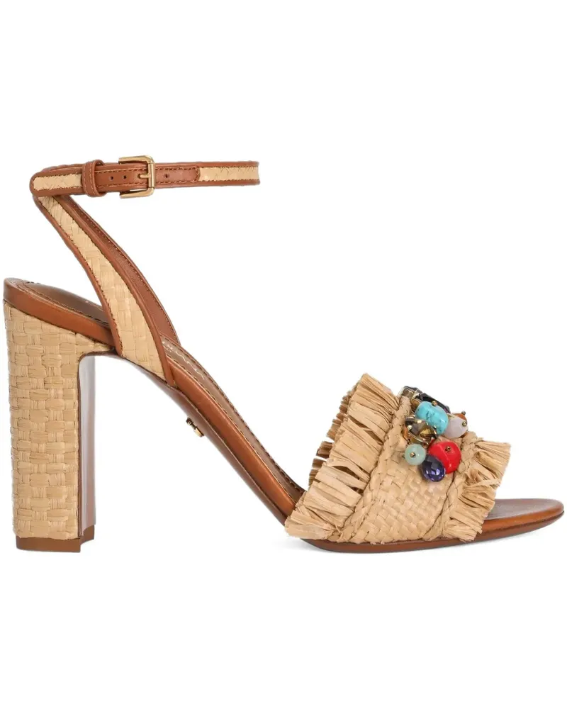 Dolce & Gabbana Sandalen mit Fransendetail 90mm - Nude Nude