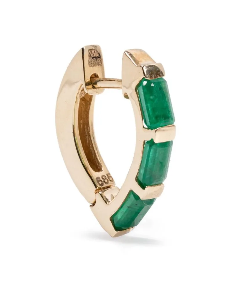 Kolours Einzelner 14kt Creo Gelbgoldohrring mit Smaragd Gold