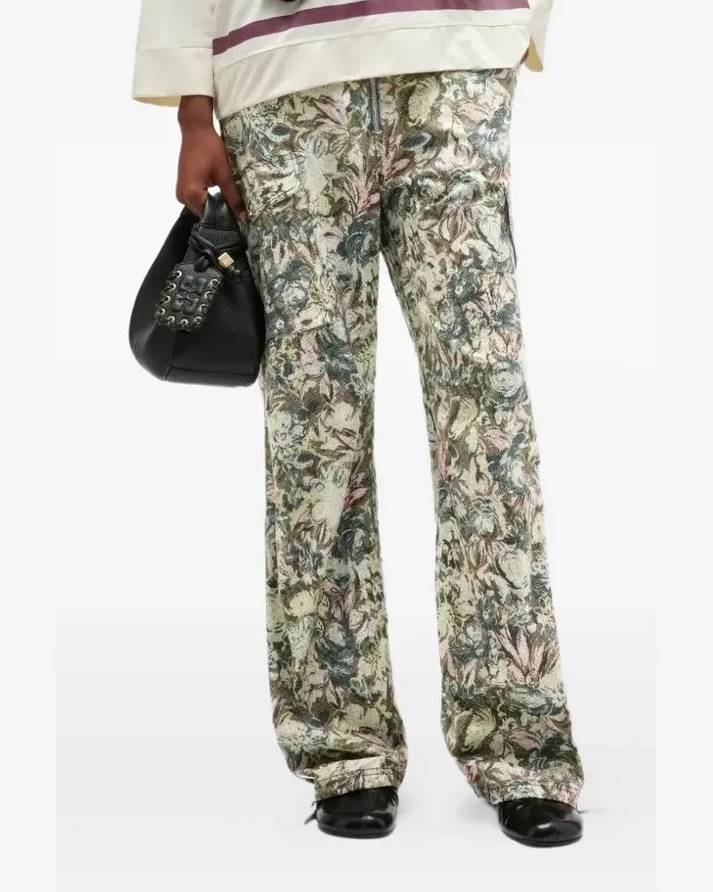 Ganni Tapestry floral-pattern flared trousers - Nude Nude