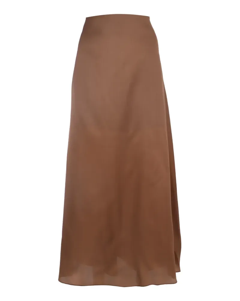 Alberta Ferretti high-waisted satin-finish skirt - Braun Braun