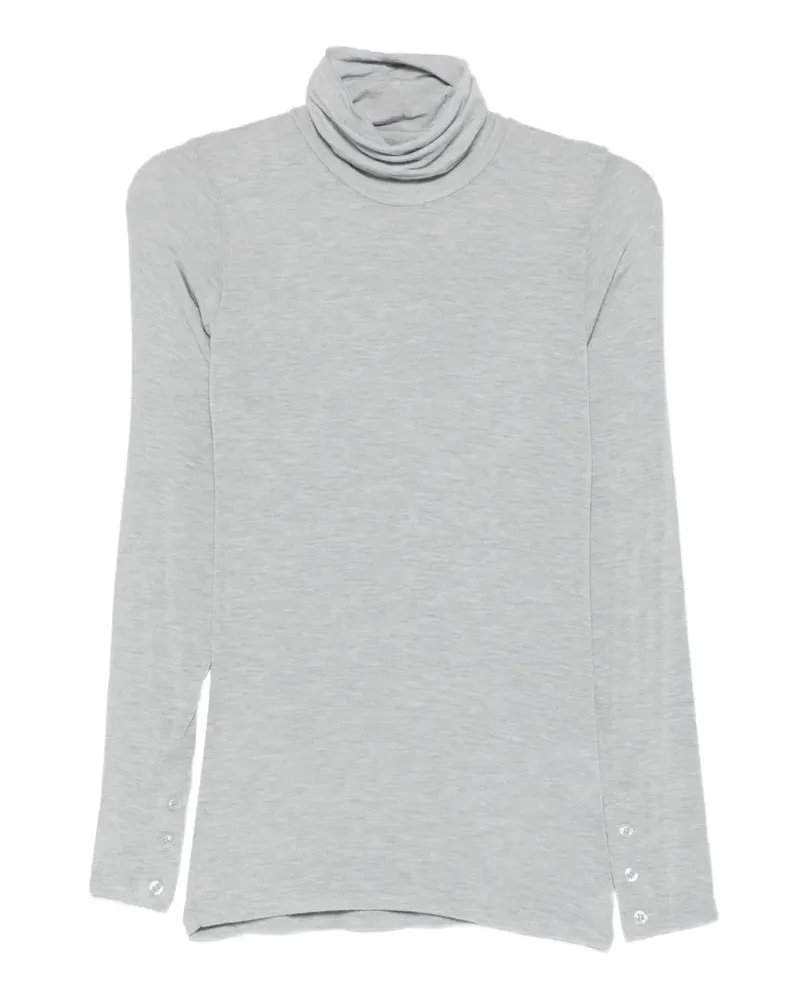 SOLOTRE Rollkragenpullover mit Knopfmanschetten - Grau Grau