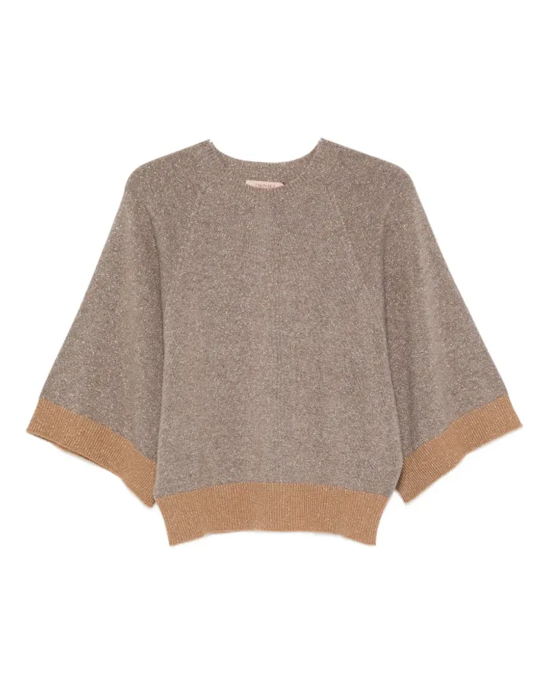 Twin-Set Metallic-Pullover mit Raglanärmeln - Braun Braun