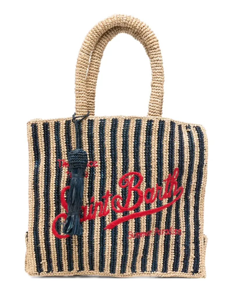 MC2 Saint Barth Colette striped raffia tote bag - Nude Nude