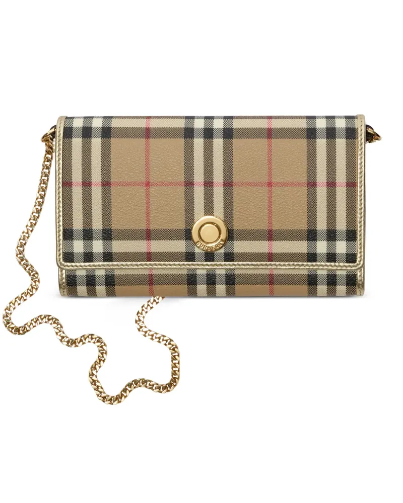 Burberry Check chain-strap wallet - Nude Nude