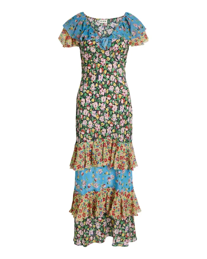 RIXO Benoite ruffled floral-print midi dress - Schwarz Schwarz