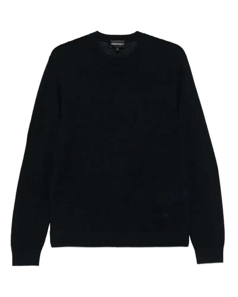 Emporio Armani Strukturierter Pullover mit rundem Ausschnitt - Blau Blau