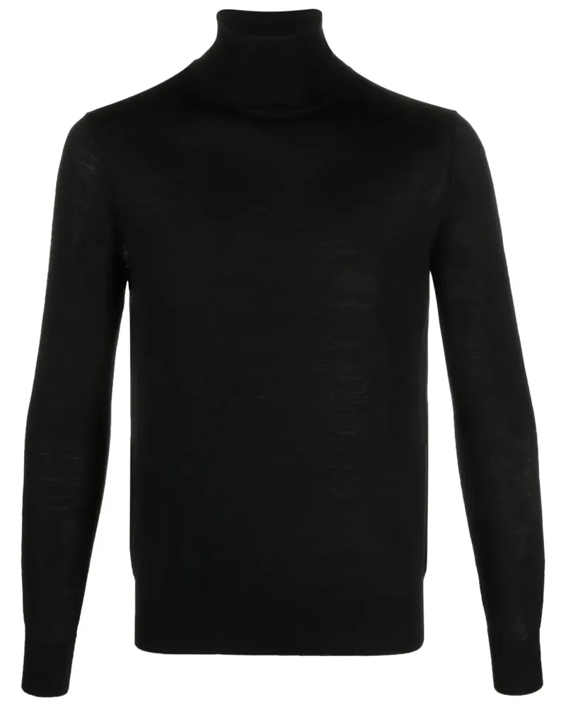 Ballantyne Fein gestrickter Rollkragenpullover - Schwarz Schwarz