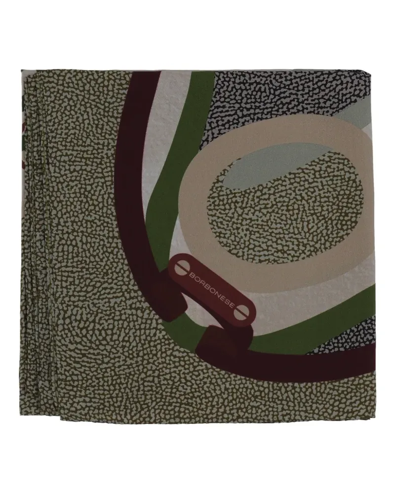 Borbonese abstract-print silk scarf - Grün Grün
