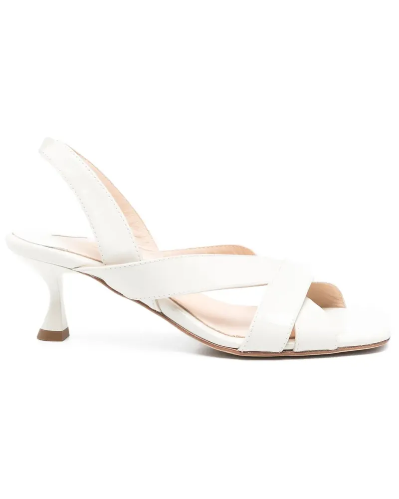 Anna F. Camelia Slingback-Sandalen mit überkreuzten Riemen 60mm - Weiß Weiß