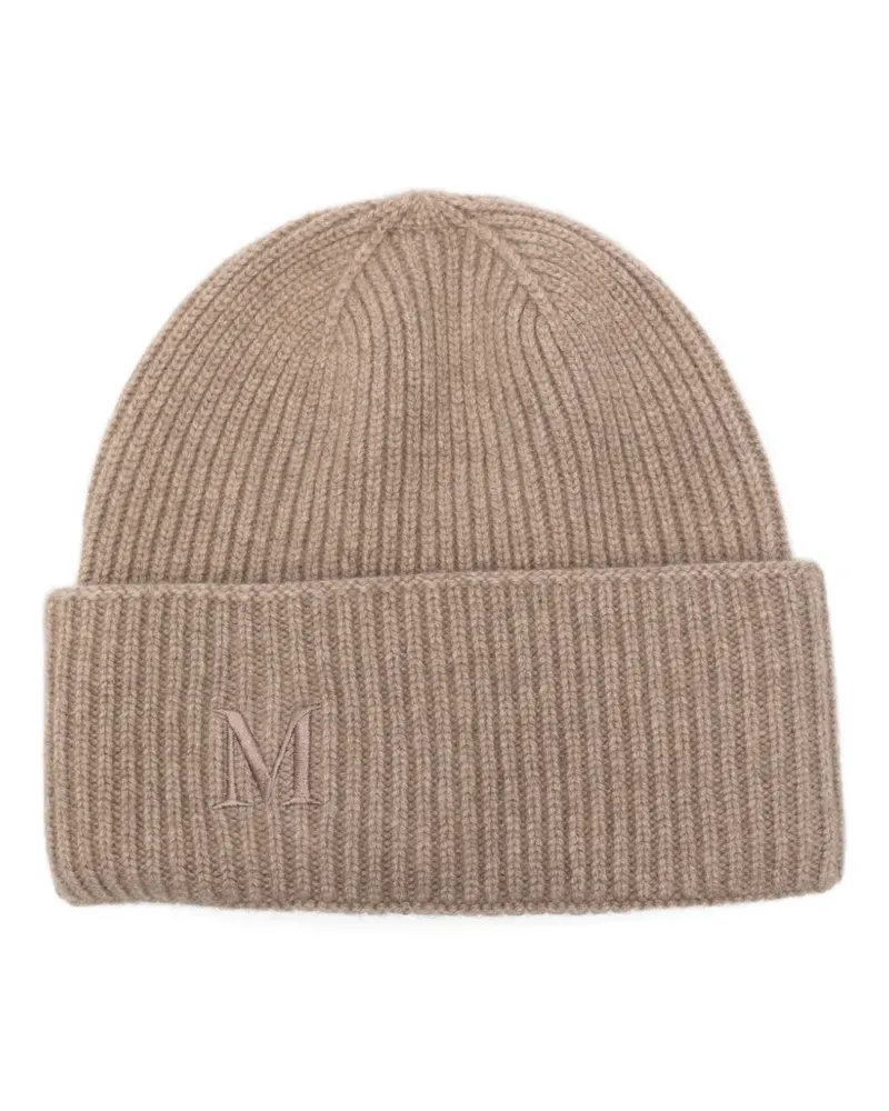 Max Mara Mmretina embroidered ribbed beanie hat - Nude Nude