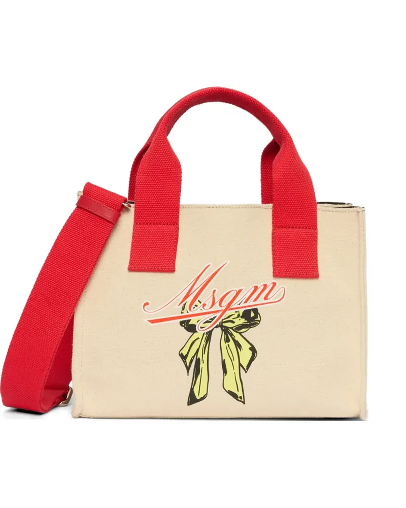 MSGM Micro Tote Bag mit Logo - Nude Nude