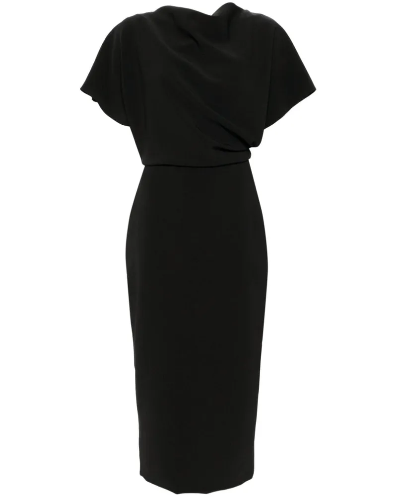 Amsale Midikleid mit drapierten Akzenten - Schwarz Schwarz