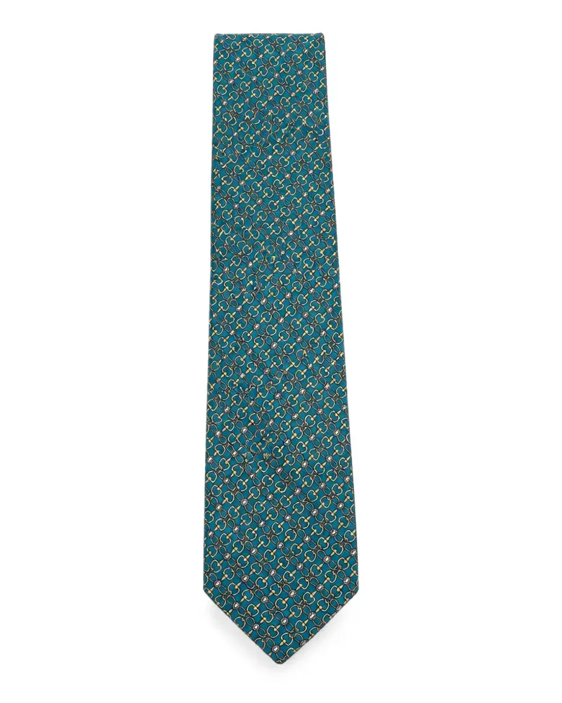 Tombolini Seidenkrawatte mit geometrischem Print - Grün Grün