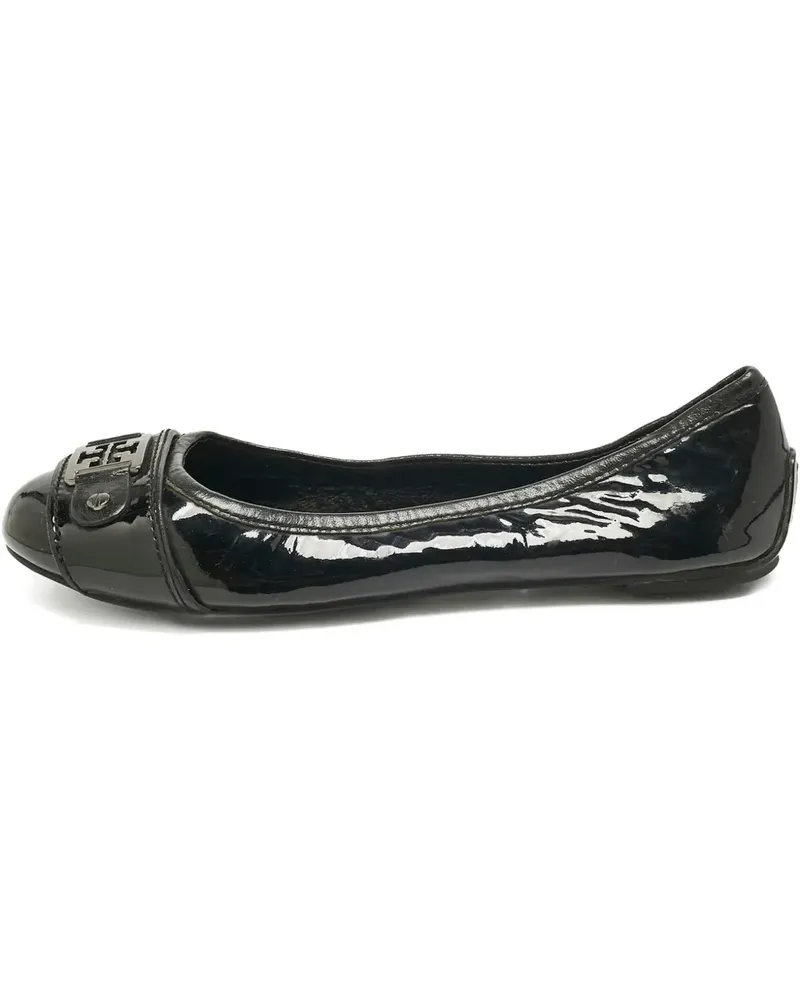 Tory Burch patent-leather logo ballet flats - Schwarz Schwarz