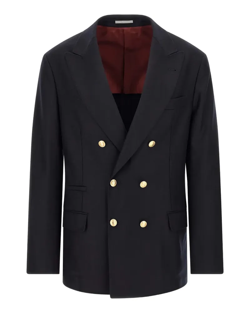 Brunello Cucinelli double-breasted virgin wool blazer - Blau Blau