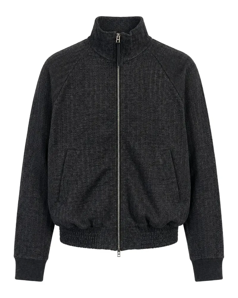 Tom Ford herringbone-pattern nubuck-detail sweater - Grau Grau