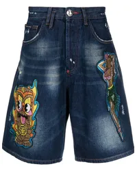 Philipp Plein Knielange Jeans-Shorts Blau