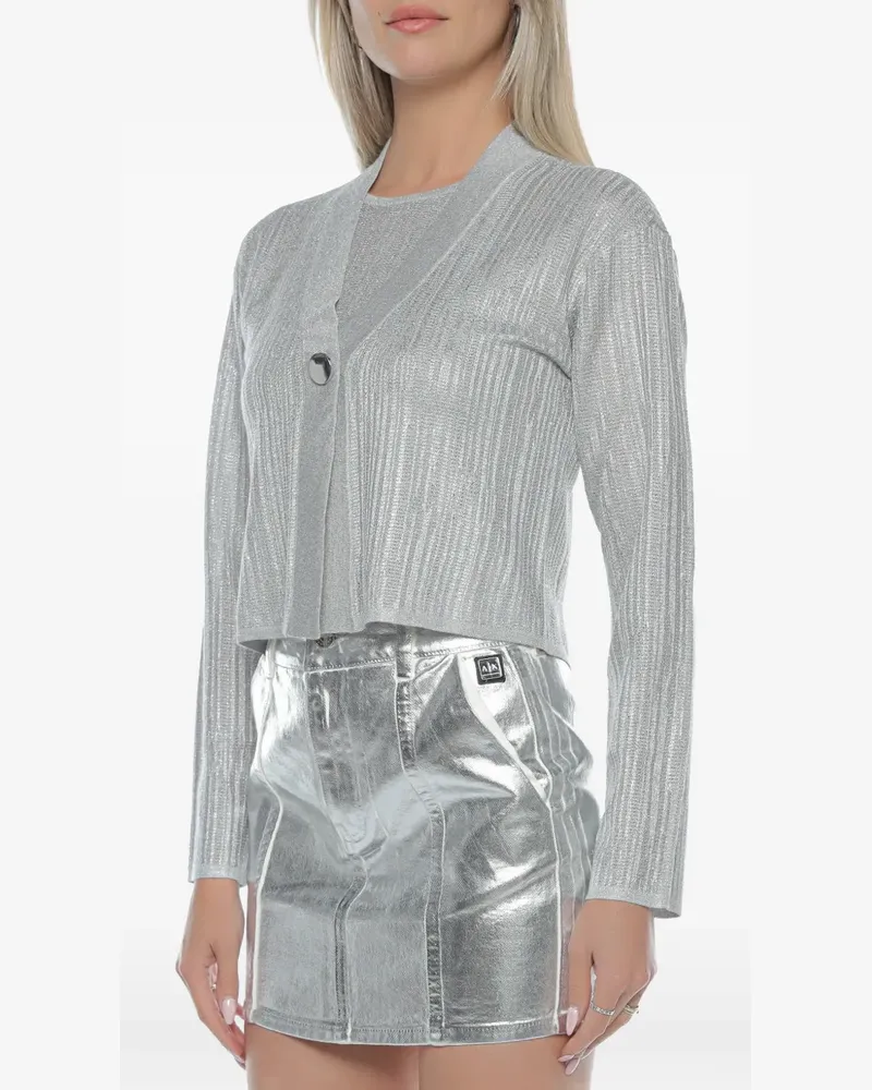 Armani Exchange metallic ribbed-knit cardigan - Grau Grau