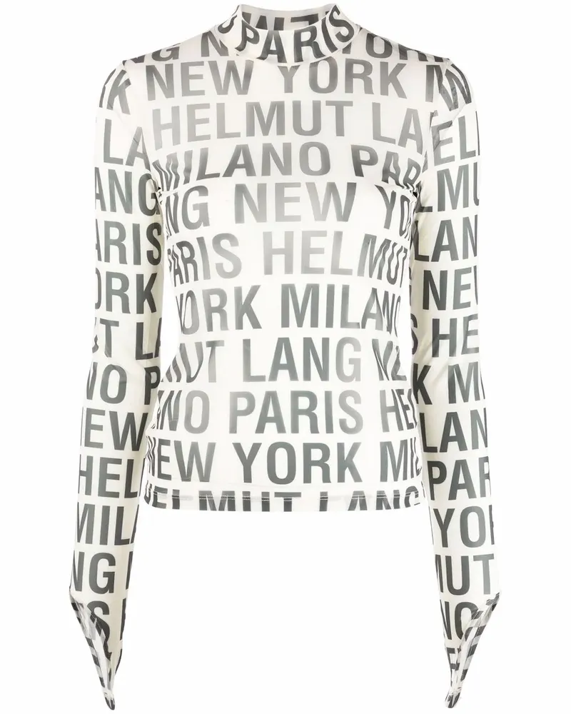 Helmut Lang Oberteil mit Logo-Print - Weiß Weiß