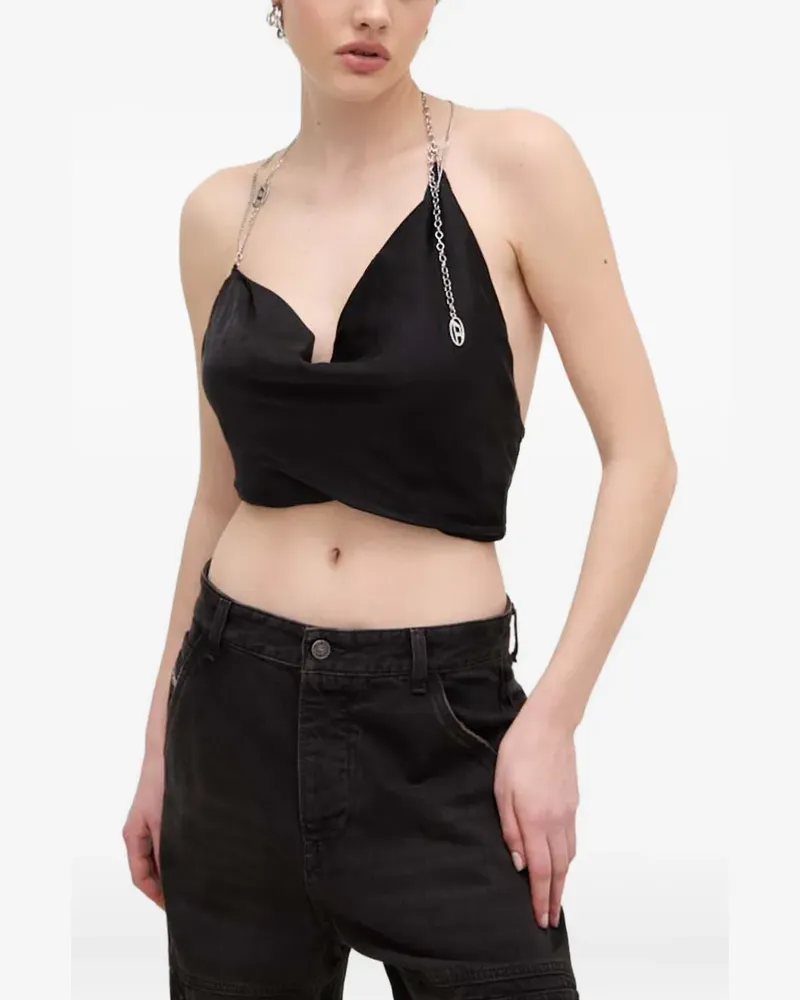 Diesel Neckholder-Top mit Kette - Schwarz Schwarz
