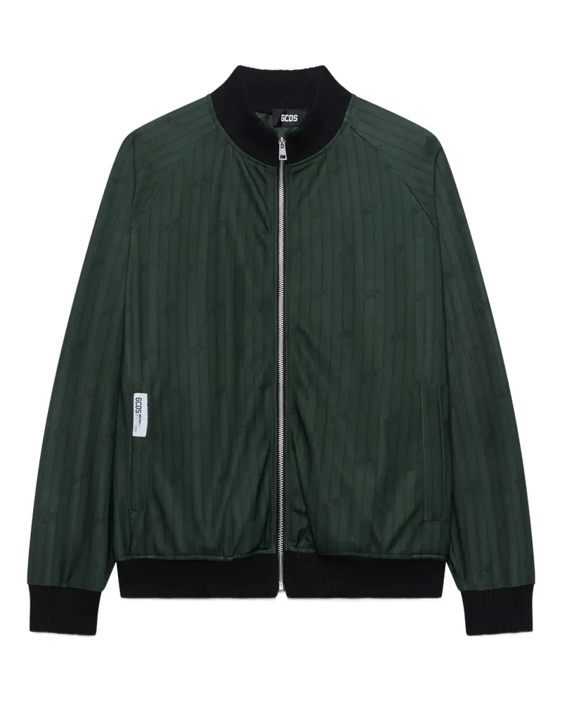GCDS Nadelstreifen-Jacke mit Logo-Patch - Grün Grün