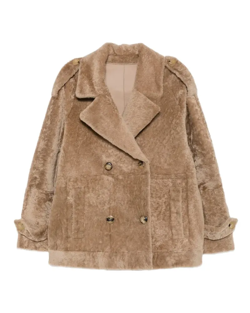 BLANCHA double-breasted shearling coat - Braun Braun