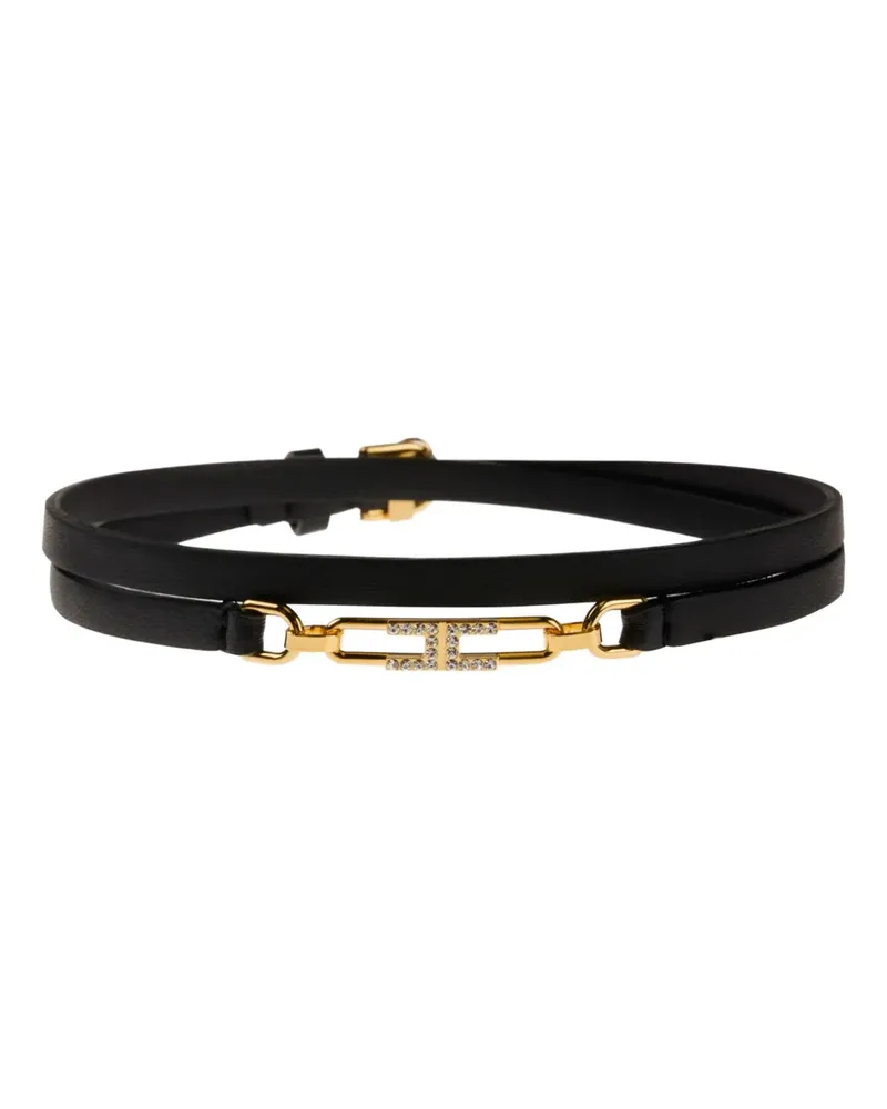 Elisabetta Franchi Halskette mit Logo - Schwarz Schwarz
