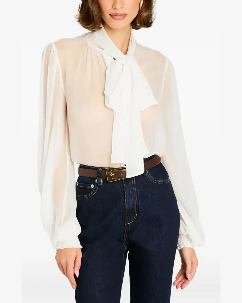 Retrofête Hasli silk chiffon neck-tie blouse - Weiß Weiß