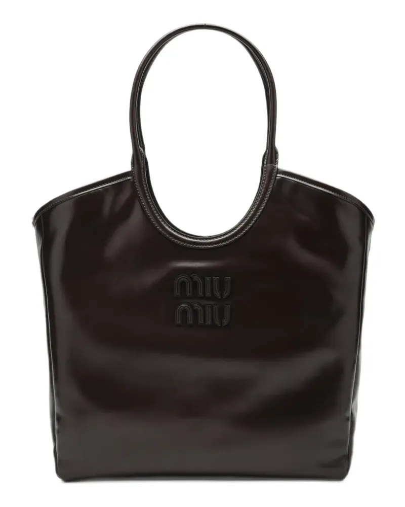 Miu Miu Schultertasche mit Logo-Applikation - Braun Braun