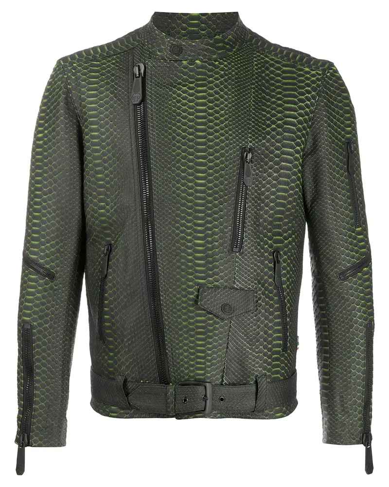 Philipp Plein Bikerjacke mit Gürtel - Schwarz Schwarz
